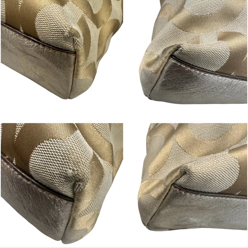 Coach Julia Op Art Signature Khaki Gold Leather Shoulder Bag Tote **READ** - Picture 6 of 16